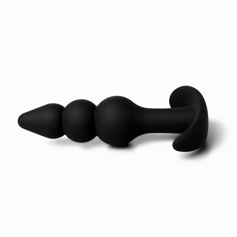 Black Color Silicone Beaded Butt Plug Set