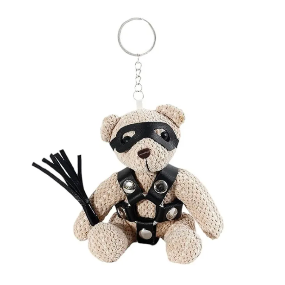 BDSM Teddy Bear Keychain with Mask, Whip & Bondage Outfit