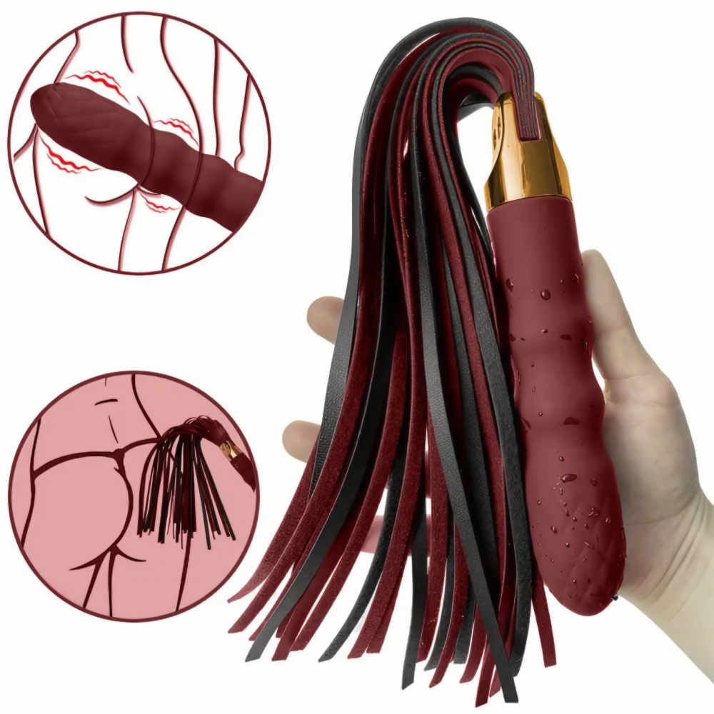 Wine Red Rechargeable Whip with Textured Handle