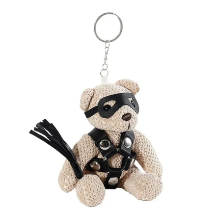 BDSM Teddy Bear Keychain with Mask, Whip & Bondage Outfit