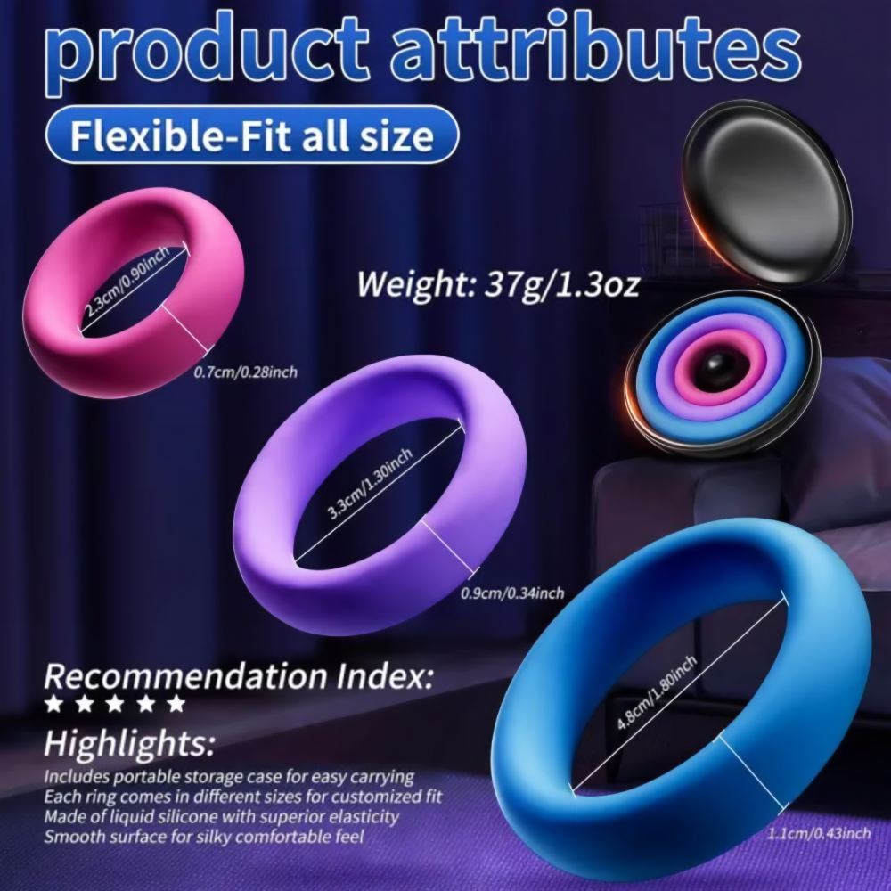 Multicolor Silicone Cock Ring Set