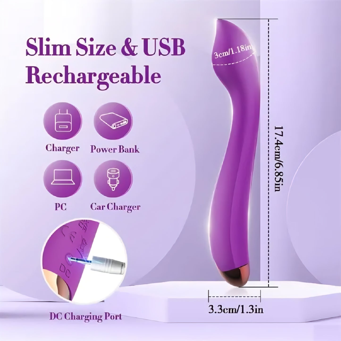 Purple Silicone Rechargeable Vibrator