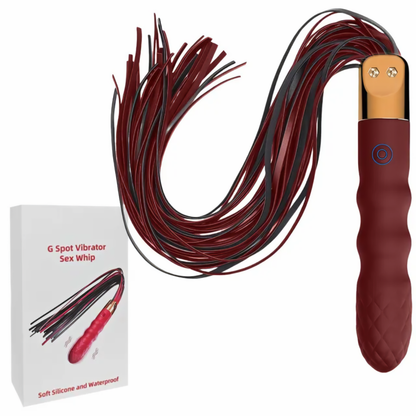 Wine Red Rechargeable Whip with Textured Handle