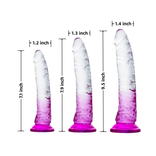 Clear & Purple TPE 3-Piece Dildo Set
