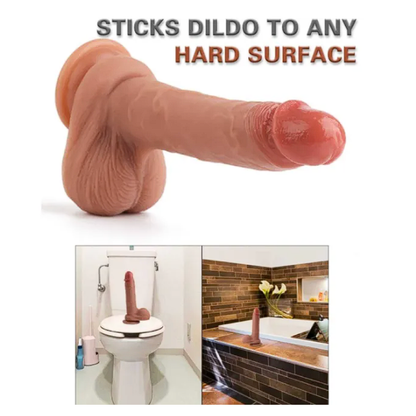 Realistic Dildo with Balls and Strong Suction Cup