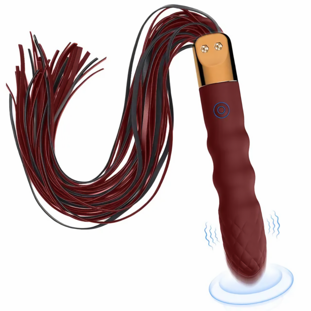 Wine Red Rechargeable Whip with Textured Handle