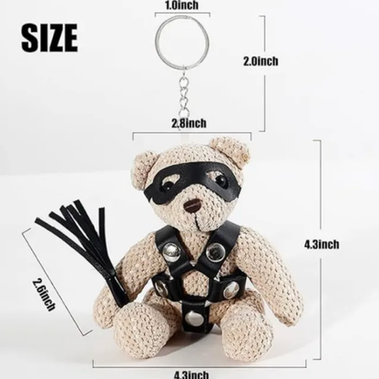 BDSM Teddy Bear Keychain with Mask, Whip & Bondage Outfit