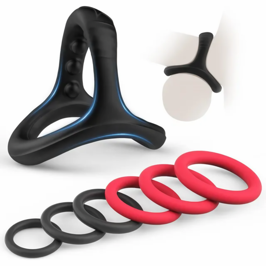 Black & Red Silicone Cock Ring Set