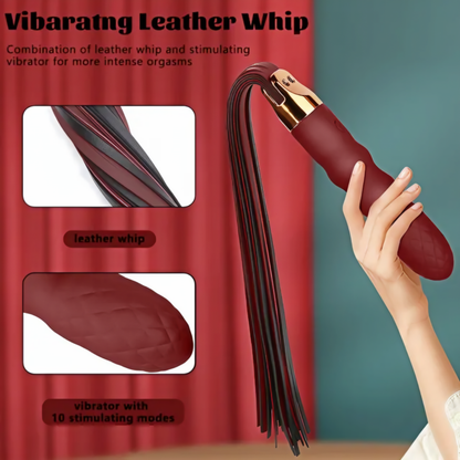 Wine Red Rechargeable Whip with Textured Handle