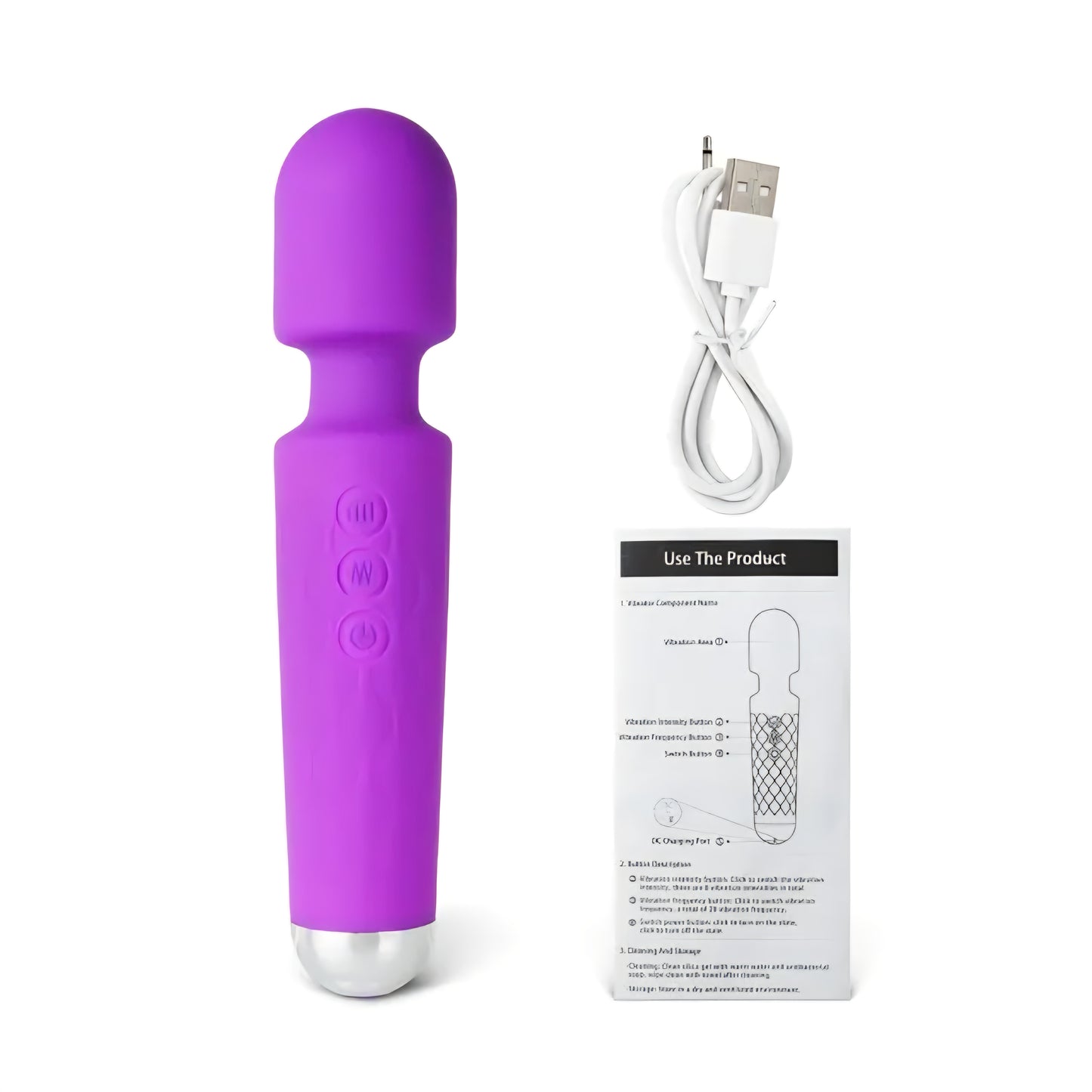 Purple Silicone Rechargeable Magic Wand Massager