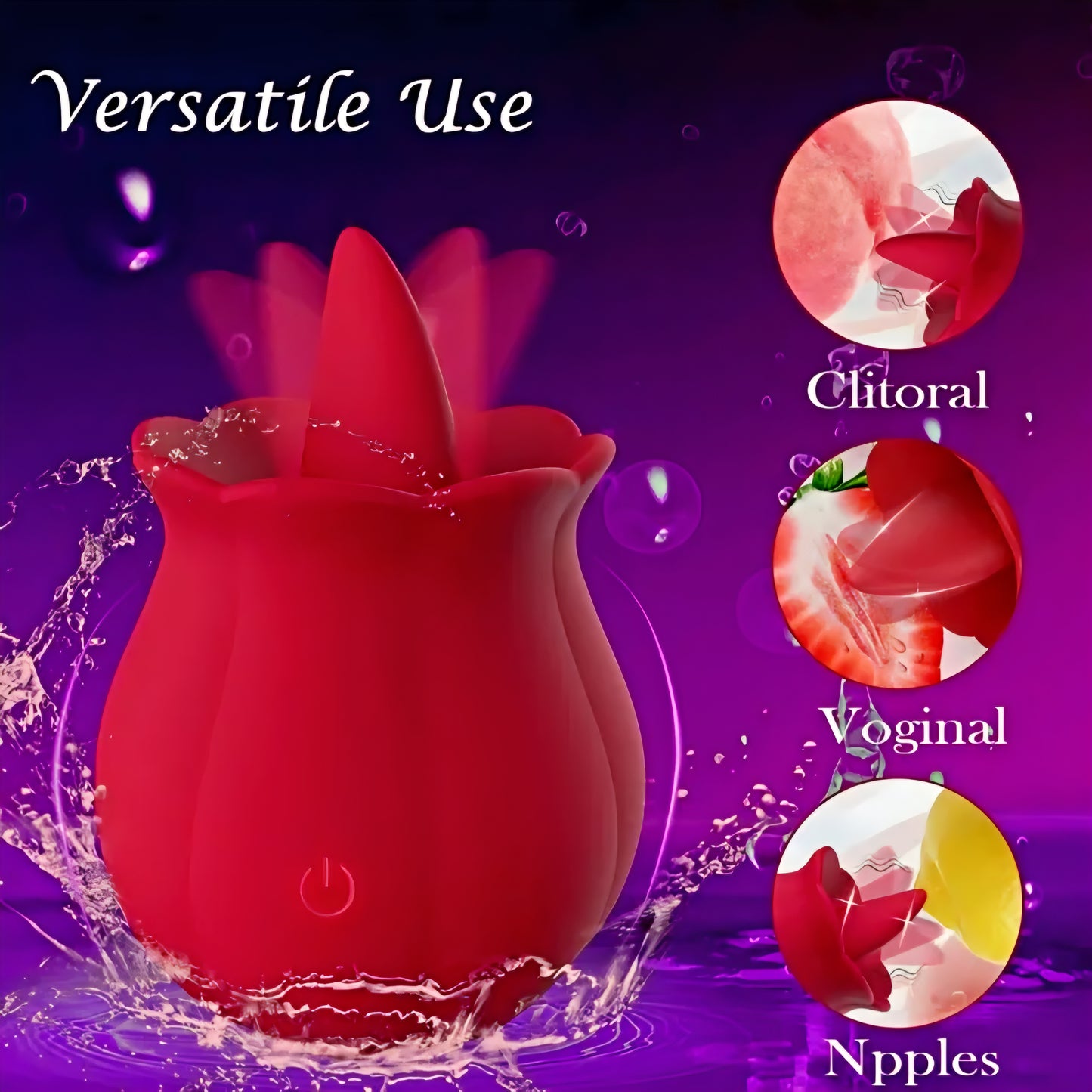 Red Silicone Rose Tongue Licking Vibrator