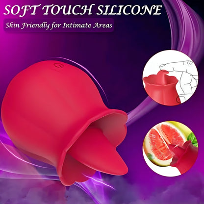 Red Silicone Rose Tongue Licking Vibrator